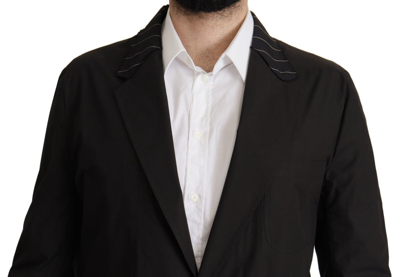 Elegante chaqueta de blazer de mezcla de lana de algodón negro