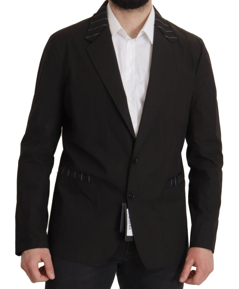 Elegante schwarze Baumwollwolle Blazerjacke