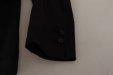 Elegante schwarze Baumwollwolle Blazerjacke