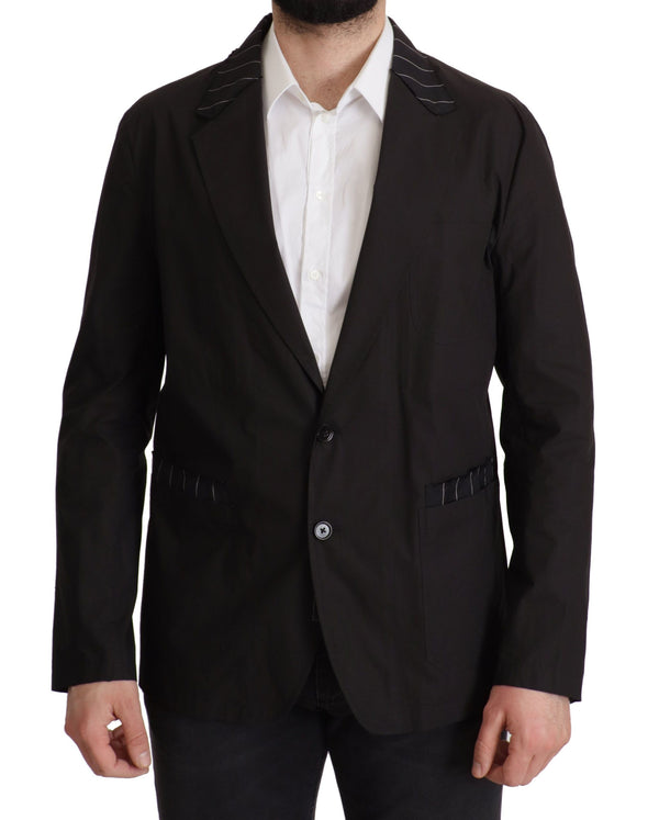 Elegante chaqueta de blazer de mezcla de lana de algodón negro