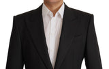 Elegant Slim Black Wool Blazer Jacket