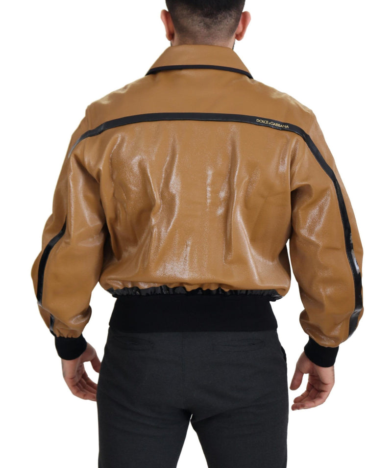 Elegant Dark Camel Zip Blouson Veste