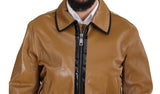 Elegant Dark Camel Zip Blouson Veste