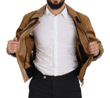 Elegant Dark Camel Zip Blouson Veste