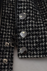 Bomber in pelle Houndstooth multicolore