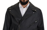 Elegante schwarze Lederbikerjacke