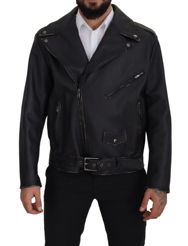 Elegante schwarze Lederbikerjacke