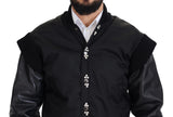 Elegante chaqueta de bombardero cubierta de cristal negro