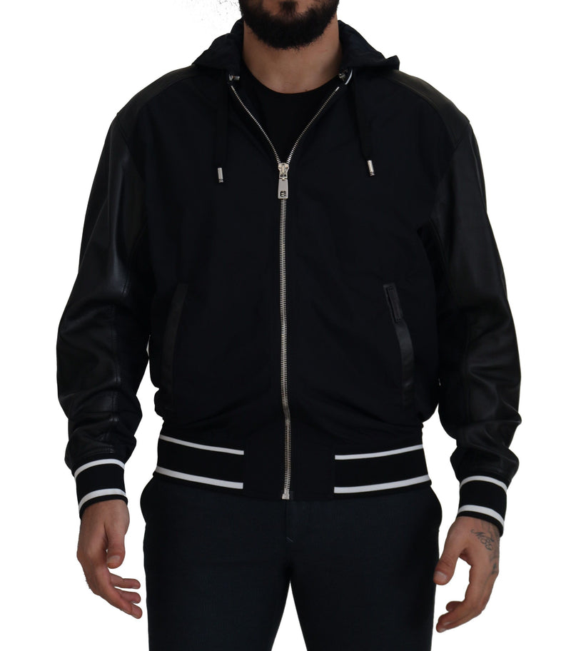 Elegante chaqueta de blusón negro bombardero