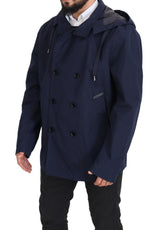 Elegante chaqueta de parka azul de doble pecho