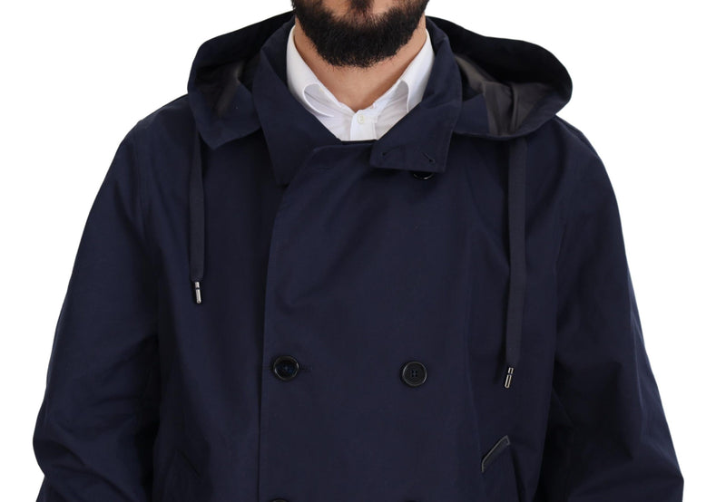 Elegante chaqueta de parka azul de doble pecho