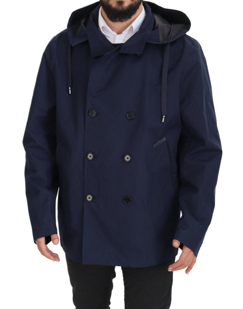 Elegante chaqueta de parka azul de doble pecho