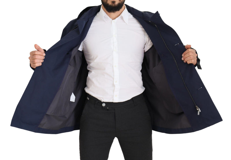 Elegante chaqueta de parka azul de doble pecho