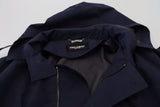 Elegant Double-Basted Blue Parka Jacket