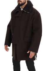 Elegante dunkelbraune Schleifmanteljacke