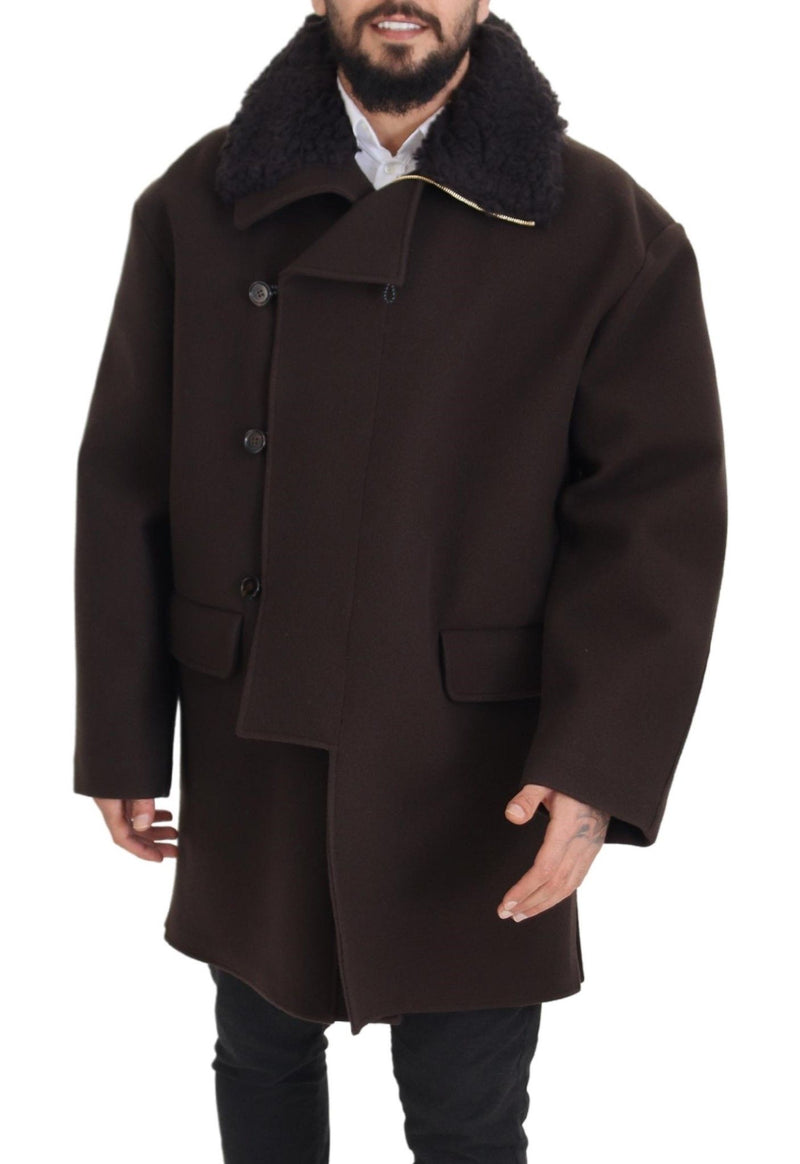 Elegante dunkelbraune Schleifmanteljacke