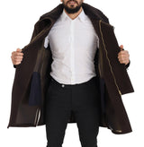 Elegante dunkelbraune Schleifmanteljacke