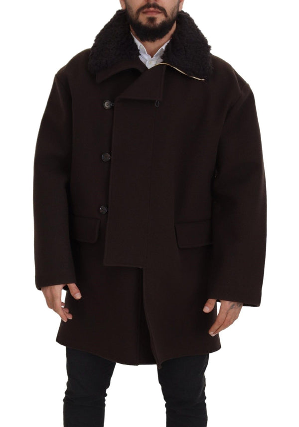 Elegante dunkelbraune Schleifmanteljacke