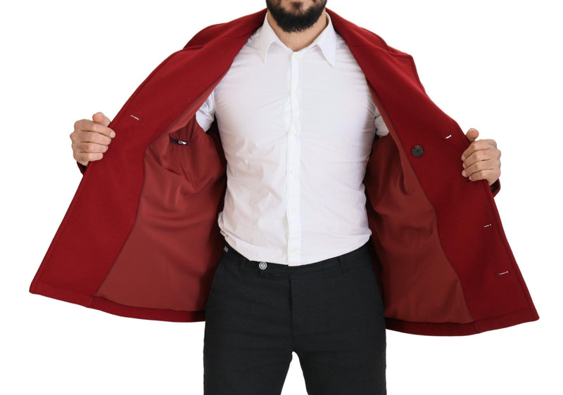 Elegante chaqueta de lana de doble pecho roja