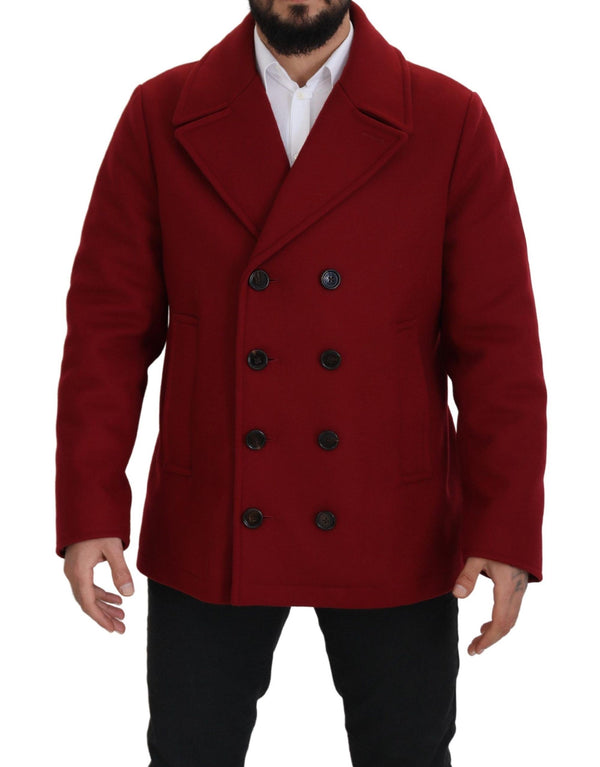 Elegante rote Doppelbrastenwolljacke