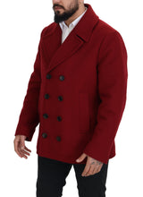 Elegante rote Doppelbrastenwolljacke