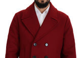 Elegante rote Doppelbrastenwolljacke