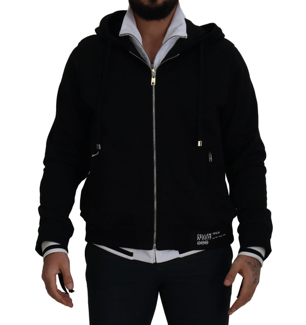 Elegante chaqueta de bombardero negro con capucha