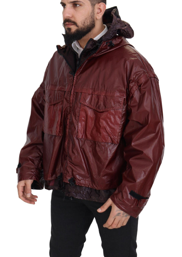 Elegante Bordeaux Full Reißverschluss mit Kapuzejacke