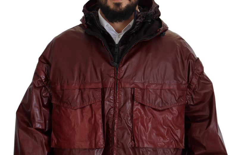 Elegante Bordeaux Full Reißverschluss mit Kapuzejacke