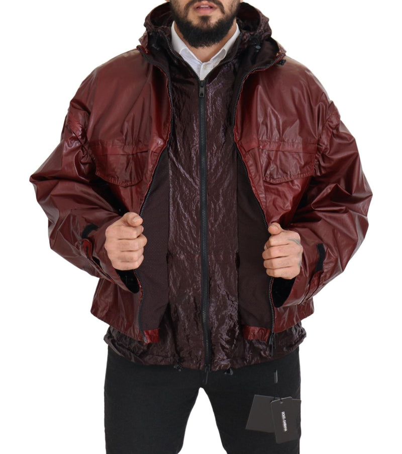 Elegante Bordeaux Full Reißverschluss mit Kapuzejacke