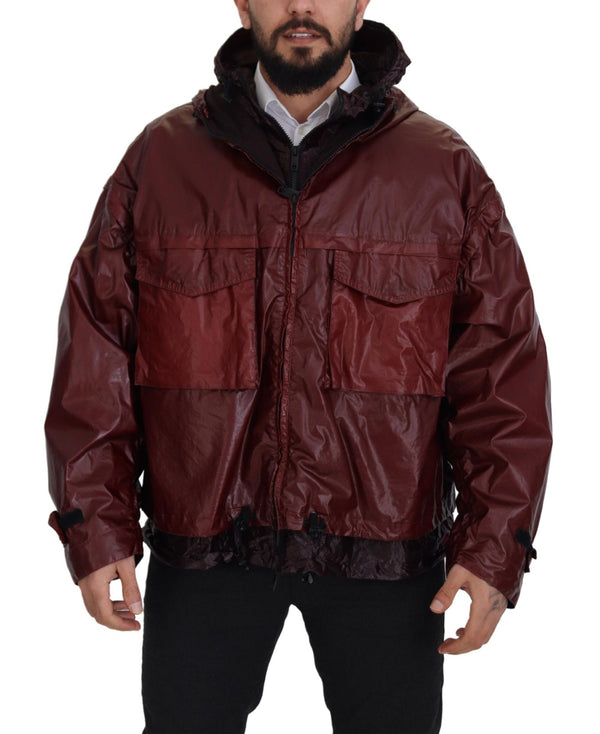 Elegante Bordeaux Full Reißverschluss mit Kapuzejacke