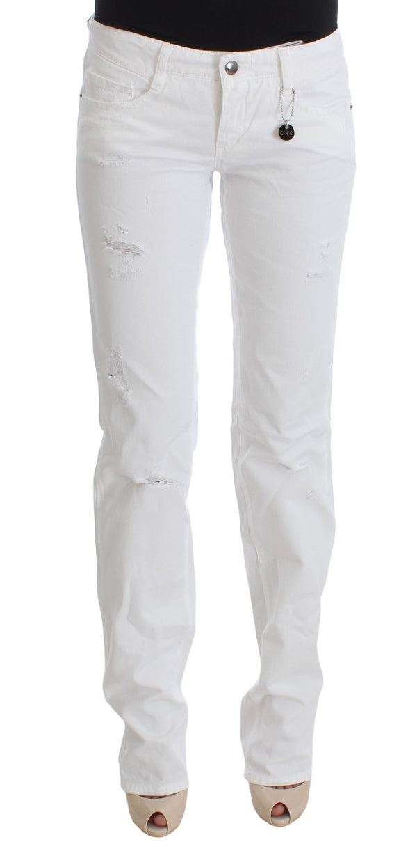 Jeans di cotone bianco chic slim fit