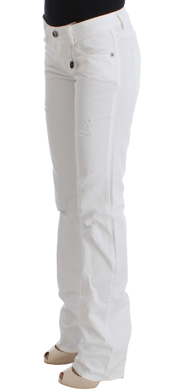 Jeans di cotone bianco chic slim fit