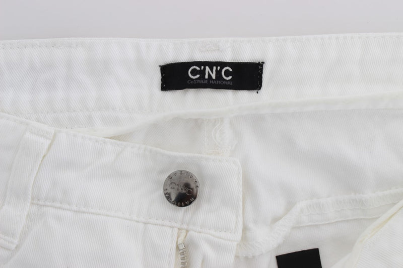 Jeans di cotone bianco chic slim fit