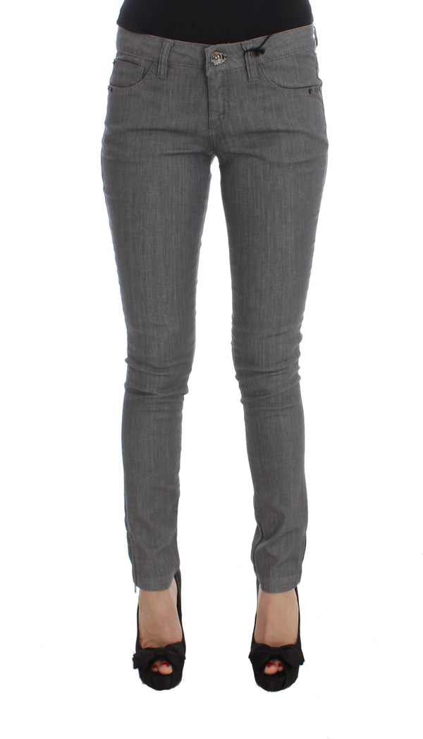 Chic Grey Slim Fit Designer Jeans