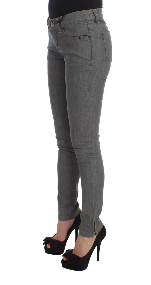 Chic Grey Slim Fit Designer Jeans