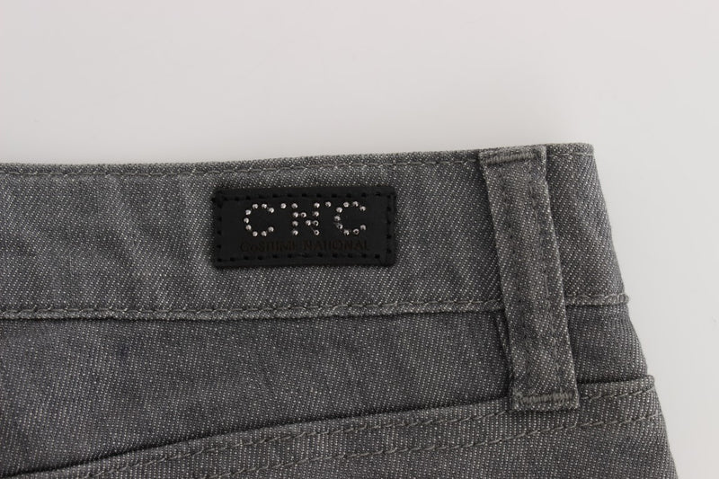 Chic Grey Slim Fit Designer Jeans