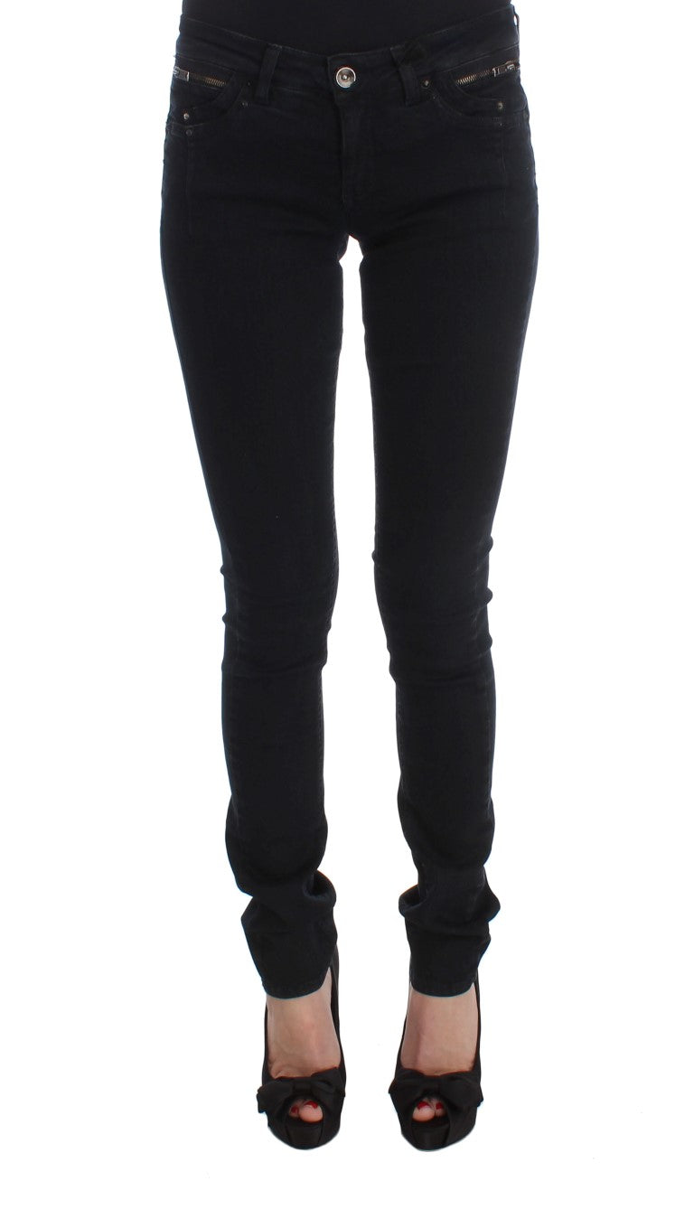 Jeans designer in forma slim elegante in nero classico