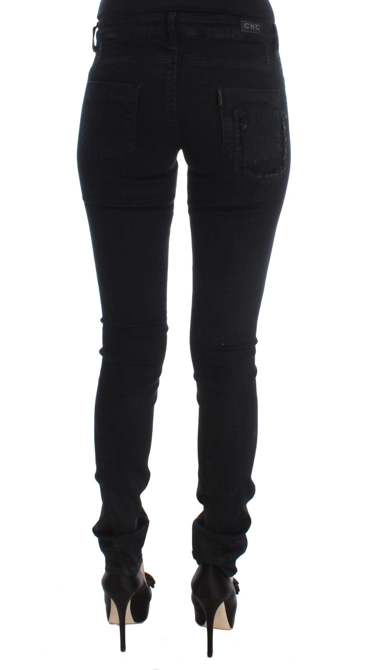 Sleek Slim Fit Designer Jeans en Black Classic