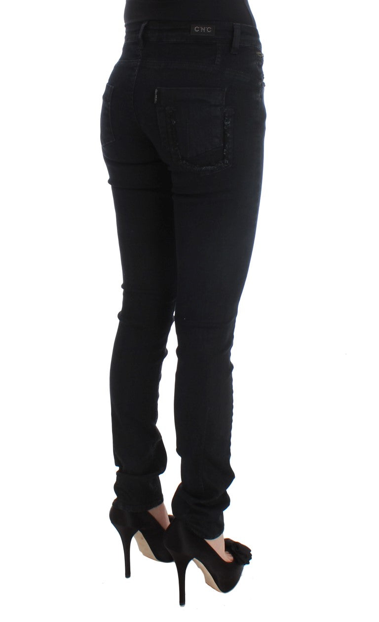 Κομψό Slim Fit Designer Jeans στο Classic Black