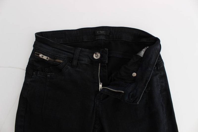 Jeans designer in forma slim elegante in nero classico