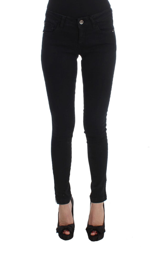 Schlanke schwarze, schlanke Fit -Designerjeans