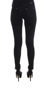 Schlanke schwarze, schlanke Fit -Designerjeans