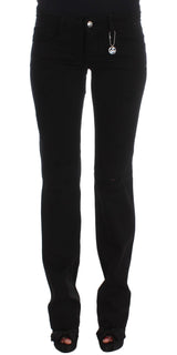 Chic Black Slim Fit Reißverschlüsse Baumwolljeans