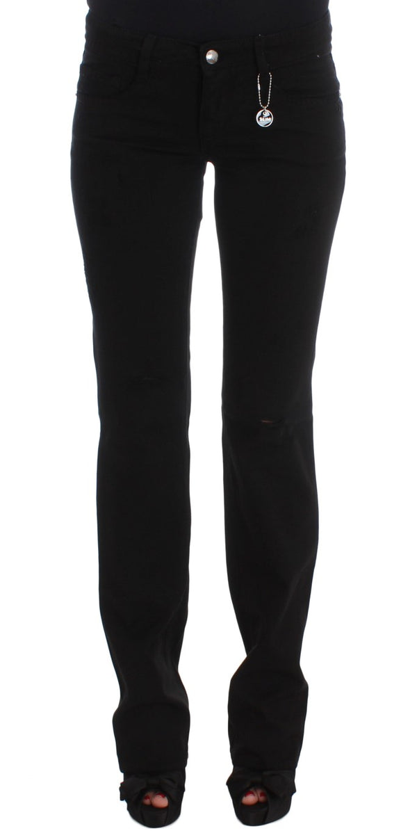 Chic Black Slim Fit Reißverschlüsse Baumwolljeans