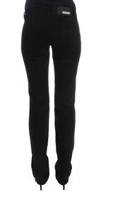 Chic Black Slim Fit Reißverschlüsse Baumwolljeans