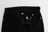 Jeans di cotone chic black slim fit con cerniera