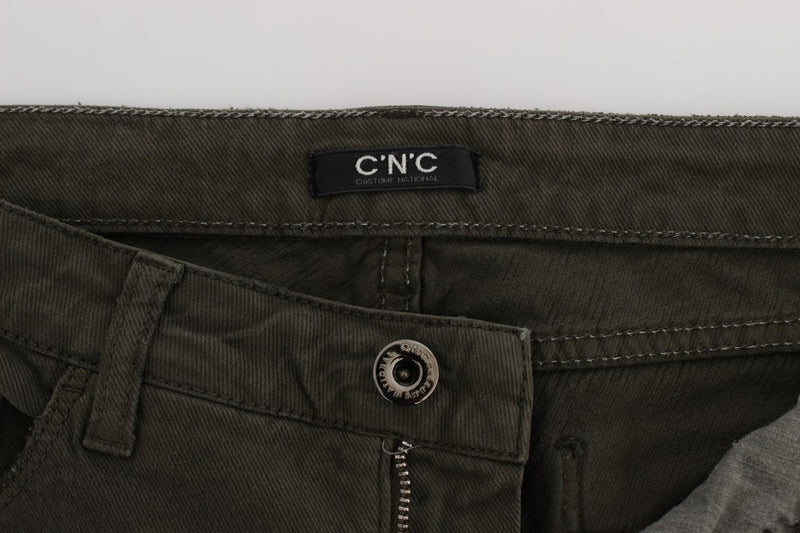 Jeans di cotone verde chic slim fit verde