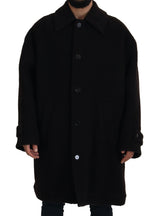 Elegante schwarze Alpaka -Wolle Mischjacke