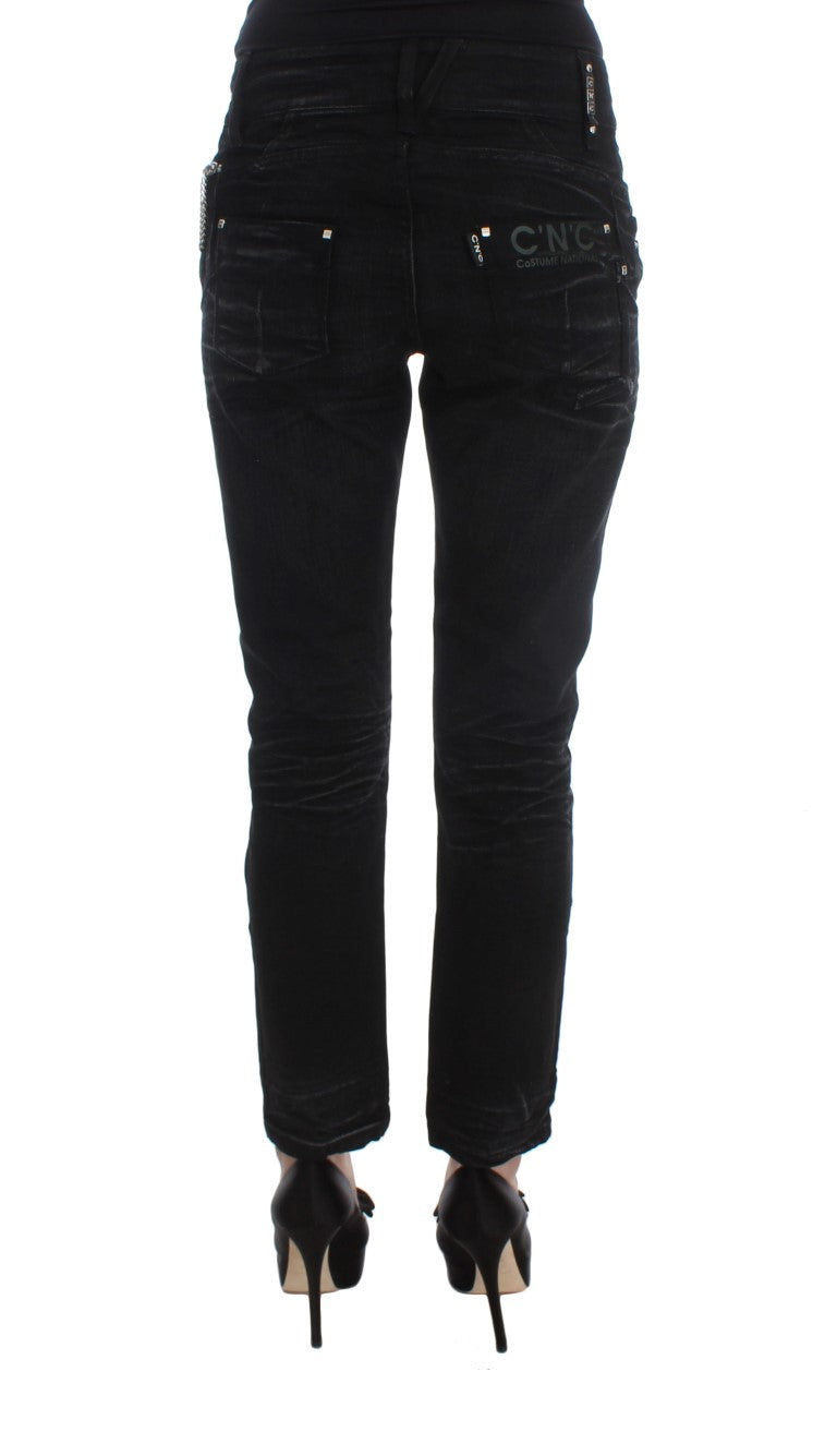 Elegante schwarze schlampige Fit -Jeans für Trendsetters